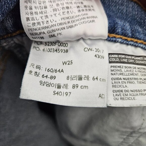 Levi's Wedgie Skinny Button Fly Raw Hem Distressed Jean Blue Spice 25 - Picture 12 of 14